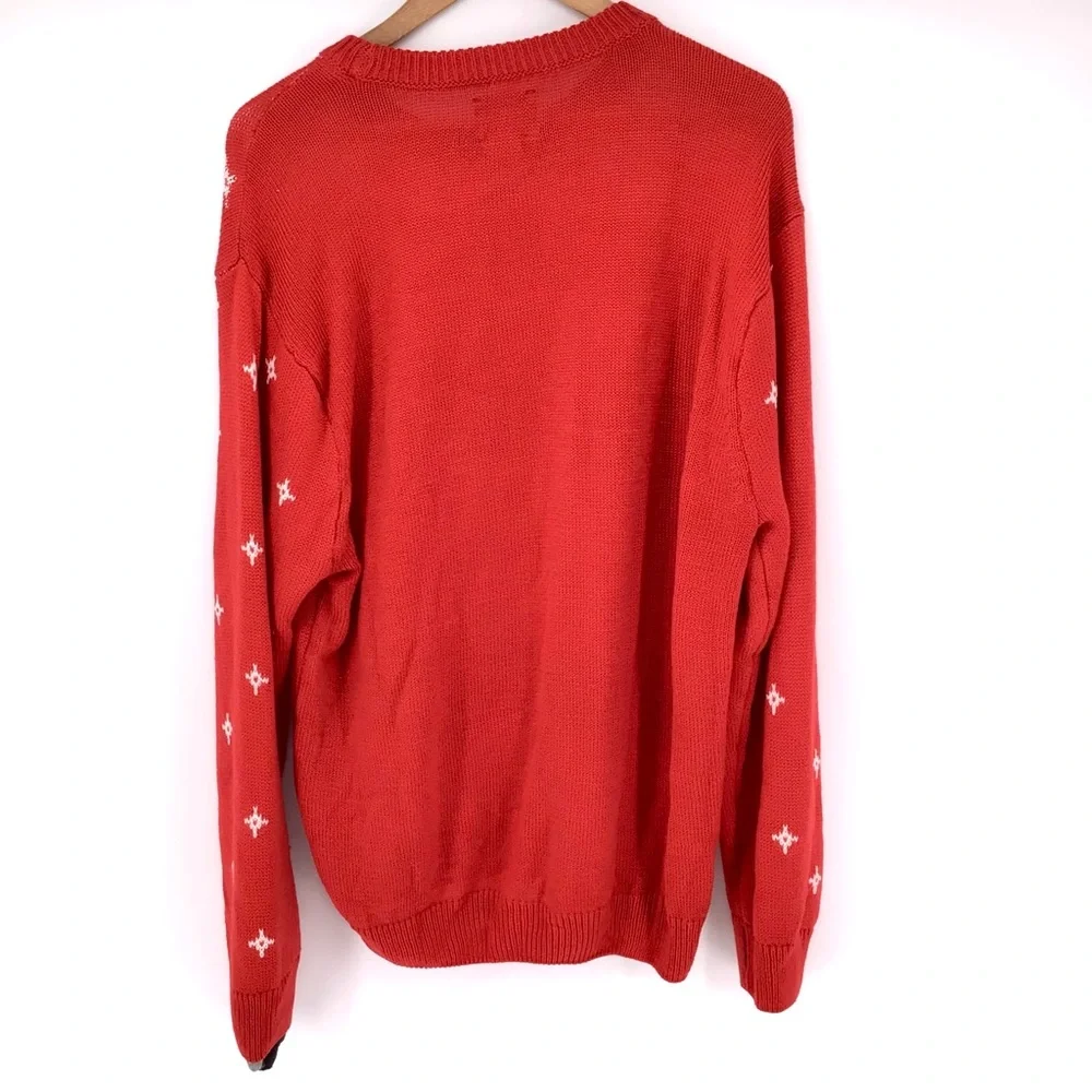 Party Sweater Red Crew Neck Lets get Blitzen Christmas L/S Sweater Size Large